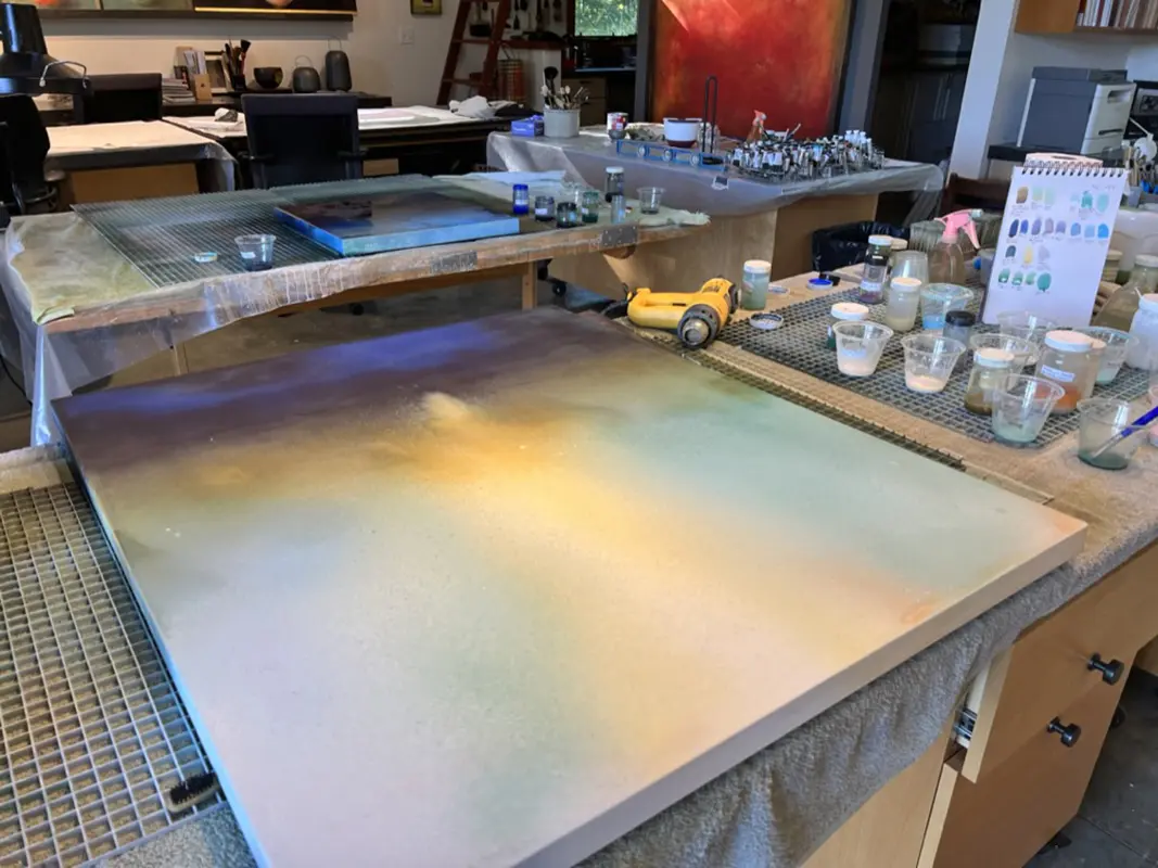 A table with some painting on it